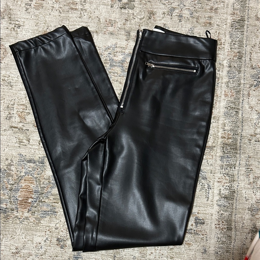 superdown Black Faux Leather Straight Leg Pants